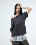 HOTFIX ONE-SHOULDER UNBALANCE T-SHIRT