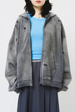 R Heavy Destroyed Zip Hoodie