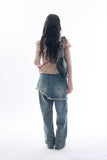 Klint rough crop skirt denim