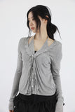 Ronnie Frill Cardigan Halter Tee