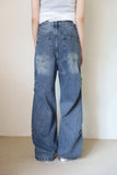 Side pin tuck rivet denim