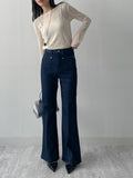 Pocket High Waist Center Crease Bootcut Denim