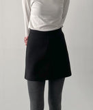 Pintuck Wool A-Line Mini Skirt