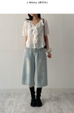 Frill V-Neck See-Through Blouse