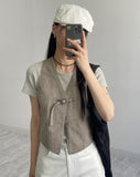 Vintage Buckle V-Neck Vest