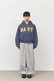Navy Washed Zip Hoodie