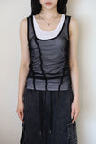 Double mesh shirring sleeveless