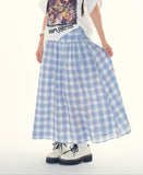 Siena check long skirt
