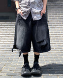 Dark Destroyed Damage Bermuda Denim