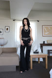 Red Studded Bootcut Pants