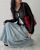 547 Vintage Flare Long Denim Skirt