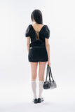 Peahen shirring balloon blouse