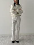 One-shoulder boat neck loose fit sweatshirt