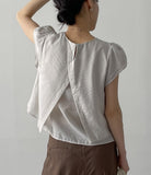 Plain layered short sleeve blouse