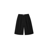Side Dip Tuck Cotton Bermuda Pants