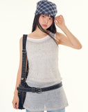 Linen see-through knit one piece