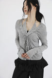 Ronnie Frill Cardigan Halter Tee