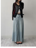 547 Vintage Flare Long Denim Skirt