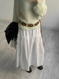 Ribbon shirring flare long skirt
