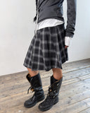 SNAP WRAP CHECK PLEATS SKIRT