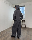 WAFFLE PIGMENT LOOSE HOOD ZIP-UP