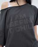 HOTFIX ONE-SHOULDER UNBALANCE T-SHIRT