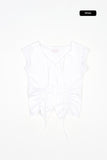 Low shirring button-up blouse
