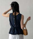 [Mini Bag SET] Frill Dot Sleeveless Blouse