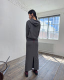 LEATHER STRING TERRY LONG SKIRT