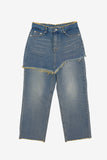 Klint rough crop skirt denim