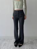 [Skirt SET] Grid pin tuck boot cut slacks
