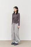 (W) Texture Shirring Top