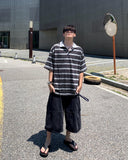 Boxy Stripe Collar Short Sleeve Tee