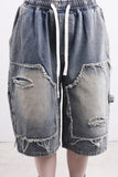 (Unisex) Mare Half Damage Denim Pants