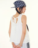 Back ribbon see-through sleeveless
