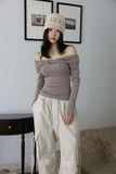 Leaf Twist Off-Shoulder Tee