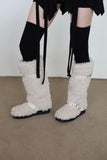 Teddy Fur Buckle Long Boots