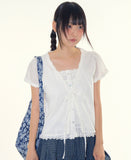 Layer frill puff blouse