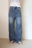 Side pin tuck rivet denim