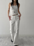 Center Crease Semi Bootcut Denim Pants