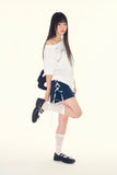 Ribbon unbalanced t-shirt