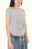 Sierra shirring square-neck tee