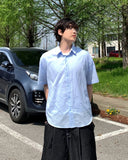 Cooling See-Through Stripe Short Sleeve Shirt