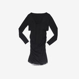 Curling crop cardigan + chiffon one-piece set