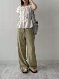 Ethnic Seersucker Wide Pants