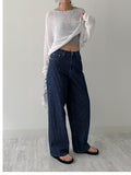 002 Stripe Wide Denim Pants