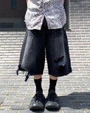 Dark Destroyed Damage Bermuda Denim