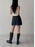 [with cup] Button ribbed sleeveless bra top