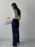 Pocket High Waist Center Crease Bootcut Denim