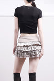 Lucent shirring button crop tee